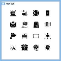 Universal Icon Symbols Group of 16 Modern Solid Glyphs of information smartphone finance payment global Editable Vector Design Elements
