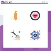 Universal Icon Symbols Group of 4 Modern Flat Icons of carrot sand spring lips mining Editable Vector Design Elements