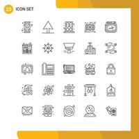 Line Pack of 25 Universal Symbols of wacom graphic house art return Editable Vector Design Elements