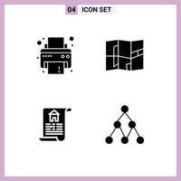 Pictogram Set of 4 Simple Solid Glyphs of device link location document social Editable Vector Design Elements