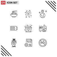 Modern Set of 9 Outlines and symbols such as home creative world simple battery Editable Vector Design Elements