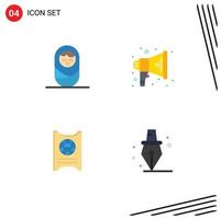 Mobile Interface Flat Icon Set of 4 Pictograms of baby education megaphone passboart school Editable Vector Design Elements