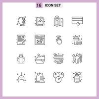 Outline Pack of 16 Universal Symbols of file no camping payments finance Editable Vector Design Elements