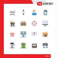 16 Thematic Vector Flat Colors and Editable Symbols of bank charging android battery support Editable Pack of Creative Vector Design Elements