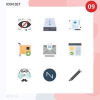 Set of 9 Vector Flat Colors on Grid for hardware computers care card document Editable Vector Design Elements