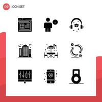 9 Creative Icons Modern Signs and Symbols of table company minus building architect Editable Vector Design Elements