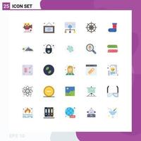 User Interface Pack of 25 Basic Flat Colors of celebration gear office control management Editable Vector Design Elements