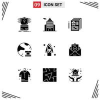 Set of 9 Modern UI Icons Symbols Signs for server database museum data pen Editable Vector Design Elements