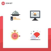 Group of 4 Modern Flat Icons Set for food management serving ecommerce release Editable Vector Design Elements