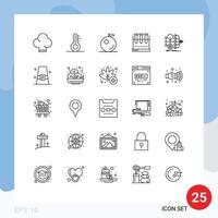 conjunto de 25 iconos de interfaz de usuario modernos símbolos signos de valor dinero matraz químico finanzas tubo de ensayo elementos de diseño vectorial editables vector