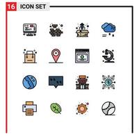 Group of 16 Flat Color Filled Lines Signs and Symbols for bag raining box forecast product growth Editable Creative Vector Design Elements