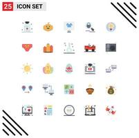 25 User Interface Flat Color Pack of modern Signs and Symbols of business internet commerce lock search Editable Vector Design Elements