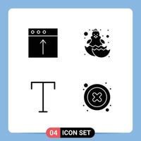 Mobile Interface Solid Glyph Set of 4 Pictograms of app font upload easter cancel Editable Vector Design Elements