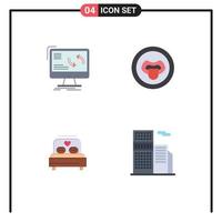 4 User Interface Flat Icon Pack of modern Signs and Symbols of synchronization bed data lab heart Editable Vector Design Elements