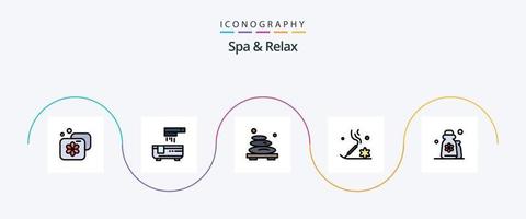 Spa And Relax Line Filled Flat 5 Icon Pack Including beauty. incense stick. hot. beauty. stone vector