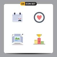 User Interface Pack of 4 Basic Flat Icons of calender advertisement fathers day board print ad Editable Vector Design Elements