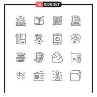 Set of 16 Modern UI Icons Symbols Signs for code hdd cute drive hardware Editable Vector Design Elements
