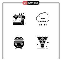 User Interface Pack of 4 Basic Solid Glyphs of handcraft programming sewing coding gold Editable Vector Design Elements