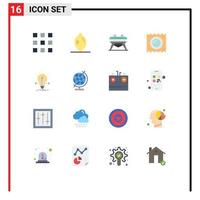 Universal Icon Symbols Group of 16 Modern Flat Colors of education light health solution bulb Editable Pack of Creative Vector Design Elements