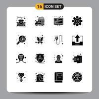 User Interface Pack of 16 Basic Solid Glyphs of search find edit multimedia media Editable Vector Design Elements