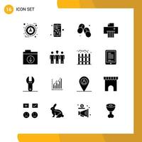 Pictogram Set of 16 Simple Solid Glyphs of files shredder travel paper summer Editable Vector Design Elements