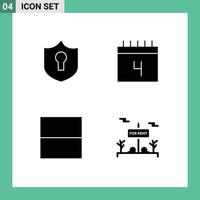 4 Universal Solid Glyph Signs Symbols of access layout calendar school sign Editable Vector Design Elements