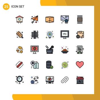 Group of 25 Modern Filled line Flat Colors Set for marshmallow view product thumbnails message Editable Vector Design Elements