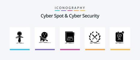 Cyber Spot And Cyber Security Glyph 5 Icon Pack Including game. battle. kill. script. maleficient. Creative Icons Design vector