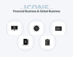 Financial Business And Global Business Glyph Icon Pack 5 Icon Design. success. setting. file. gear. loan vector