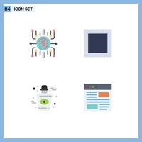 Editable Vector Line Pack of 4 Simple Flat Icons of crowdfund eye crowdselling maximize application Editable Vector Design Elements