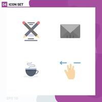 Pack of 4 creative Flat Icons of education coffee write user gestures Editable Vector Design Elements