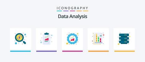 Data Analysis Flat 5 Icon Pack Including database. graph. chart. digital. document. Creative Icons Design vector