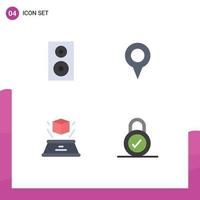 Modern Set of 4 Flat Icons and symbols such as devices box speaker location imagination Editable Vector Design Elements