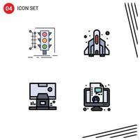 Set of 4 Modern UI Icons Symbols Signs for city cabin smart fun control Editable Vector Design Elements