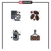 Universal Icon Symbols Group of 4 Modern Filledline Flat Colors of creative arts file coffee bean building Editable Vector Design Elements