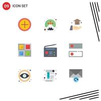 Modern Set of 9 Flat Colors Pictograph of technology gadgets building devices house Editable Vector Design Elements