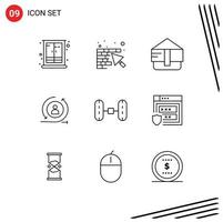 9 Universal Outline Signs Symbols of van digital trowel returning visiter returning Editable Vector Design Elements