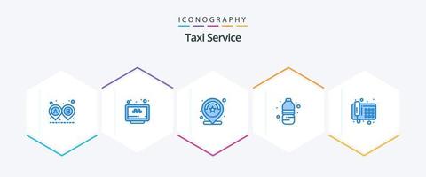 Taxi Service 25 Blue icon pack including drink. water. website. bottle. review vector