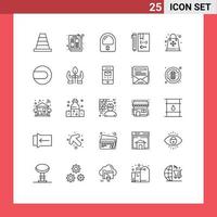 Group of 25 Modern Lines Set for season bag helmet development coding Editable Vector Design Elements