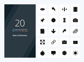 20 Basic Ui Elements Solid Glyph icon for presentation vector