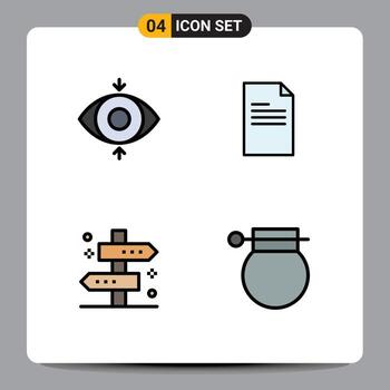 Set of 4 Vector Filledline Flat Colors on Grid for eye tag file report way Editable Vector Design Elements