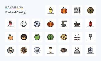 25 Food Line Filled Style icon pack vector