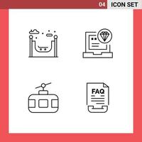 Set of 4 Modern UI Icons Symbols Signs for city journey app coding tourism Editable Vector Design Elements