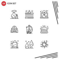 Group of 9 Modern Outlines Set for protection explorer springs cosmonaut idea Editable Vector Design Elements