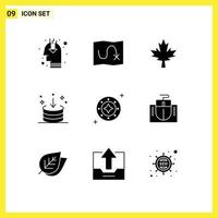 Set of 9 Modern UI Icons Symbols Signs for shine cosmos leaf interface download Editable Vector Design Elements