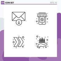 4 Creative Icons Modern Signs and Symbols of mail asset online arrow management Editable Vector Design Elements