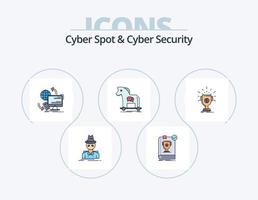 Cyber Spot And Cyber Security Line Filled Icon Pack 5 Icon Design. prize. award. monarchy. virus. internet vector