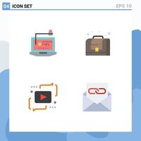 Pack of 4 Modern Flat Icons Signs and Symbols for Web Print Media such as access chat key management media Editable Vector Design Elements