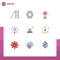 9 User Interface Flat Color Pack of modern Signs and Symbols of emergency suggestion farming solution question Editable Vector Design Elements