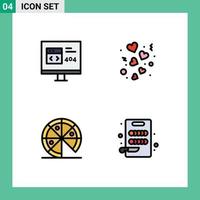 4 iconos creativos, signos y símbolos modernos de la aplicación, decoración de desarrollo de bodas, elementos de diseño de vectores editables basura